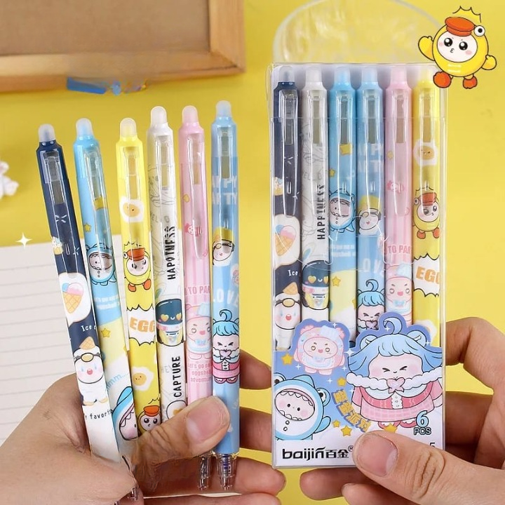 Cute Cartoon Erasable Gel Pen Set of 6
