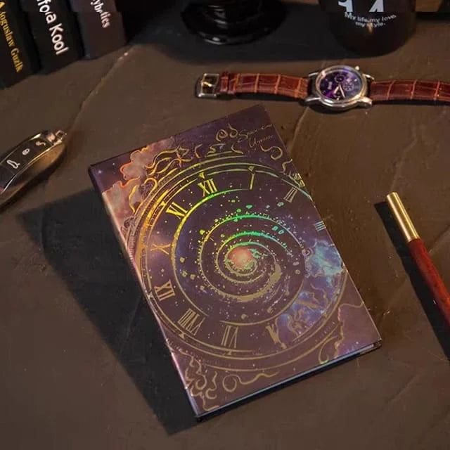 Cosmic Clock Retro Hardcover Journal With Cover