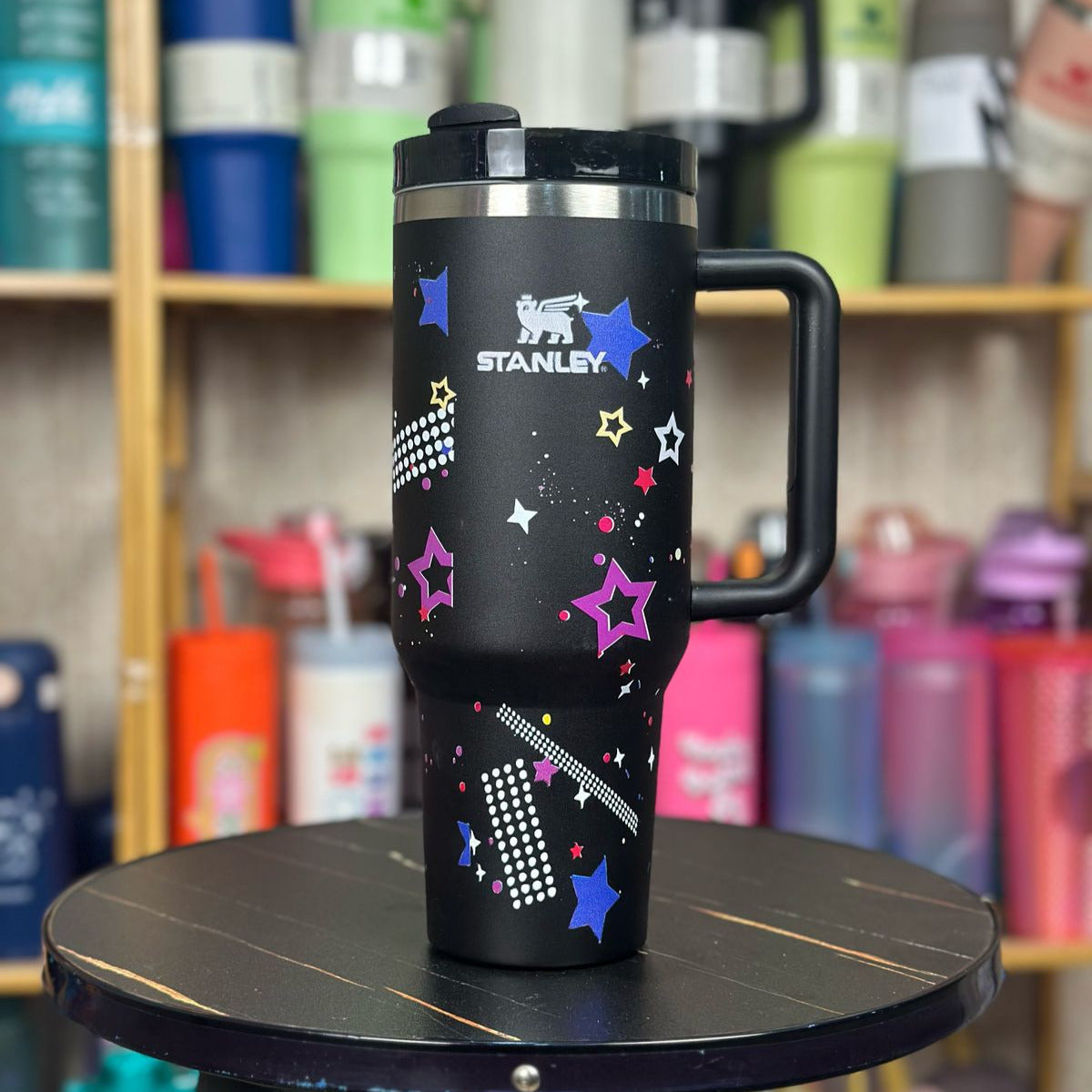Stanley Steel Tumbler 40 oz with Plastic Straw - Cosmic Stars