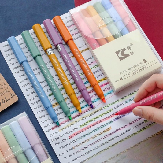 Morandi Push-tip Fluorescent colors Highlighters