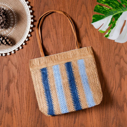 Stripped Straw Shoulder n Tote Bag