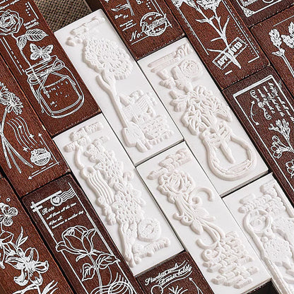 Wooden Floral Pattern Rubber Stamps