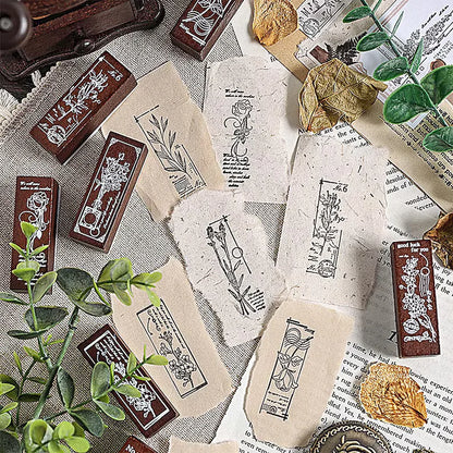 Wooden Floral Pattern Rubber Stamps