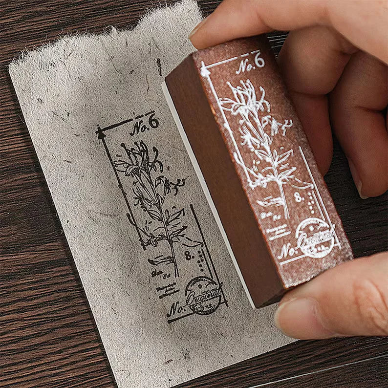 Wooden Floral Pattern Rubber Stamps