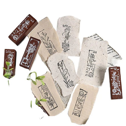 Wooden Floral Pattern Rubber Stamps