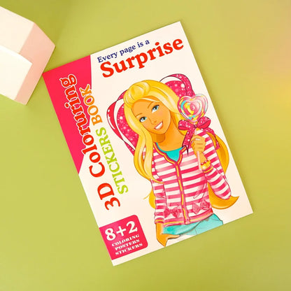 3D Coloring Drawing and Sticker Book