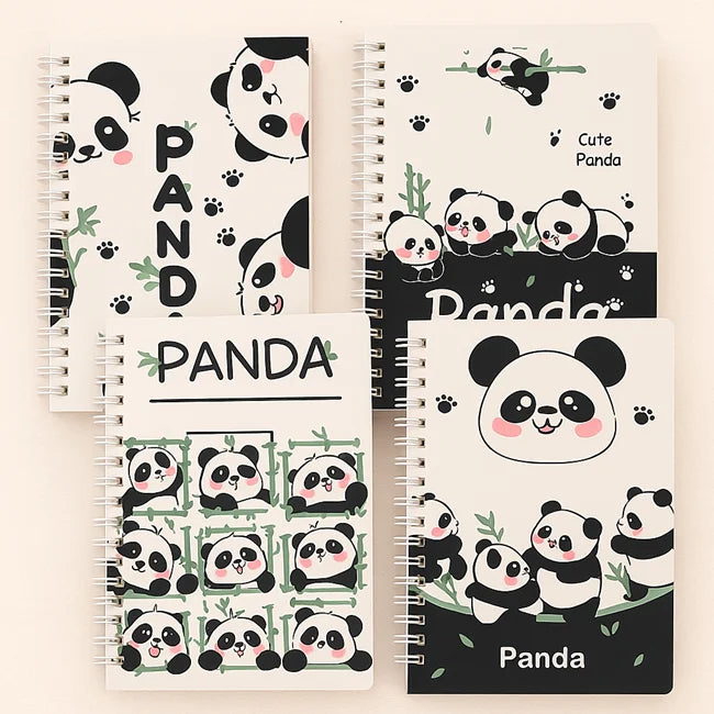 Cute Panda Spiral Notebook Set