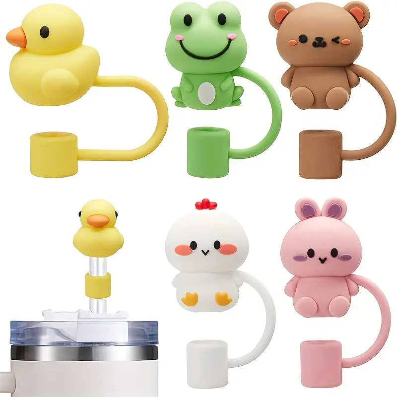 Cute Animal Shaped Silicon Straw Dust Cover