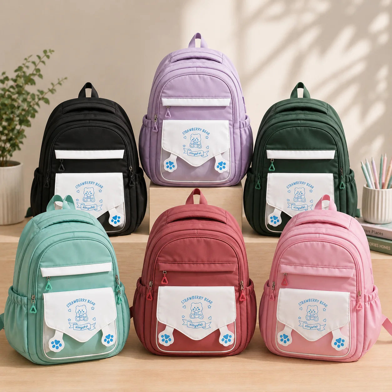 Premium Strawberry Bear Series School Backpack