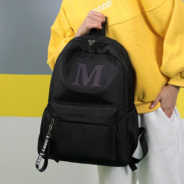 Black Luminous Logo Canvas Backpack Bag