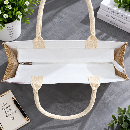 Love & Flowers Printed Canvas Tote Bag