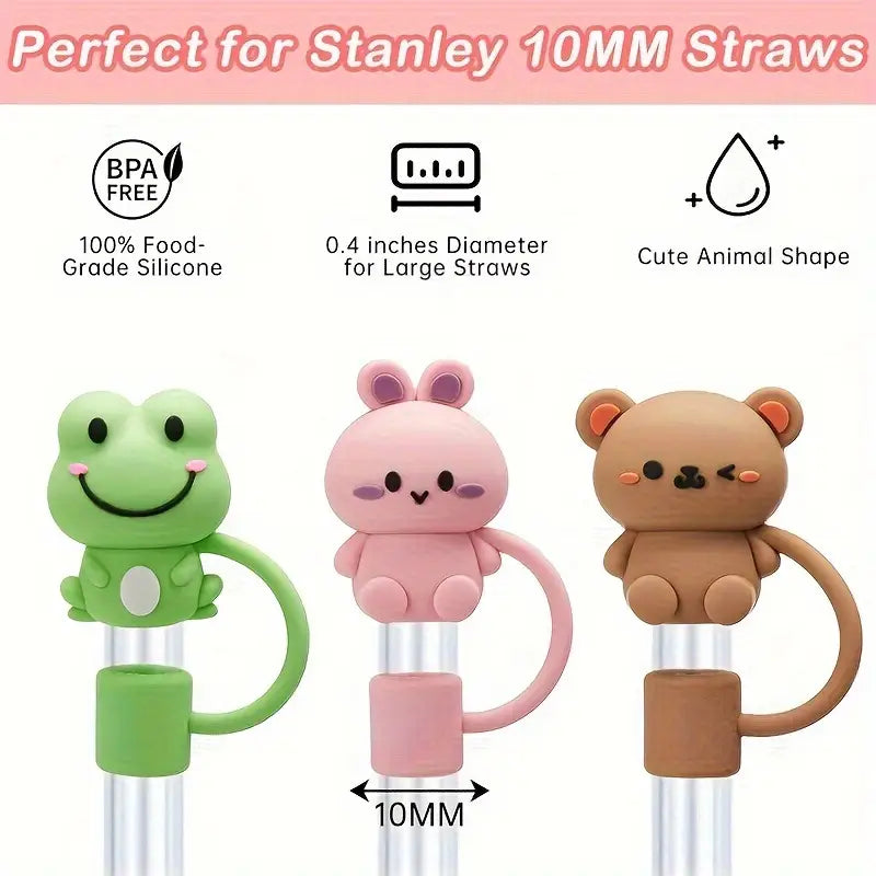 Cute Animal Shaped Silicon Straw Dust Cover