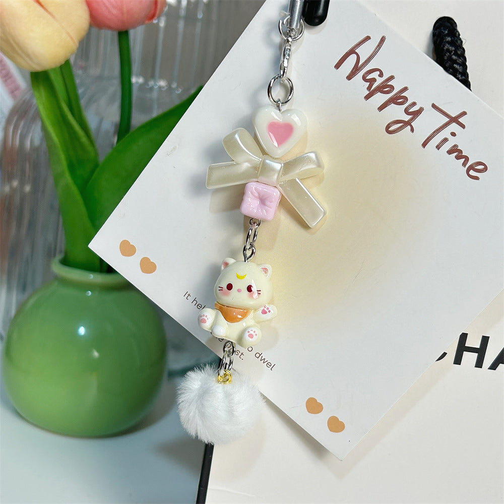 Hello Kitty Fur Ball Beaded Pendant