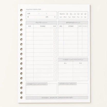 Transparent Loose Leaf Binder with Refillable Planner