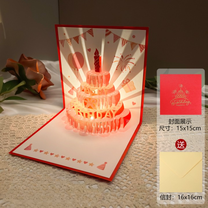 Foldable 3D Birthday Greeting Cards with Light n Music