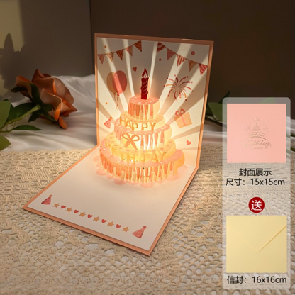 Foldable 3D Birthday Greeting Cards with Light n Music