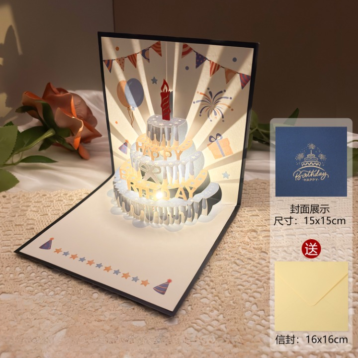 Foldable 3D Birthday Greeting Cards with Light n Music