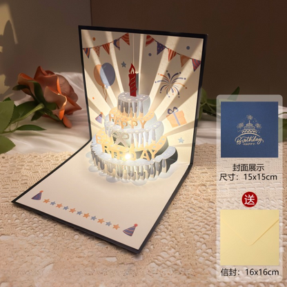 Foldable 3D Birthday Greeting Cards with Light n Music
