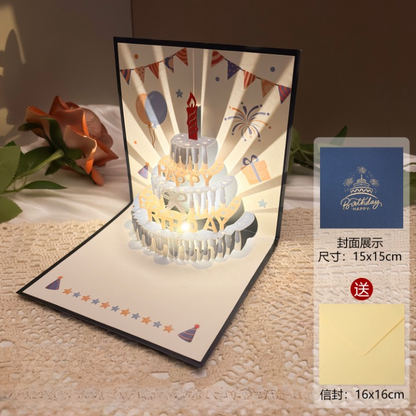 Foldable 3D Birthday Greeting Cards with Light n Music