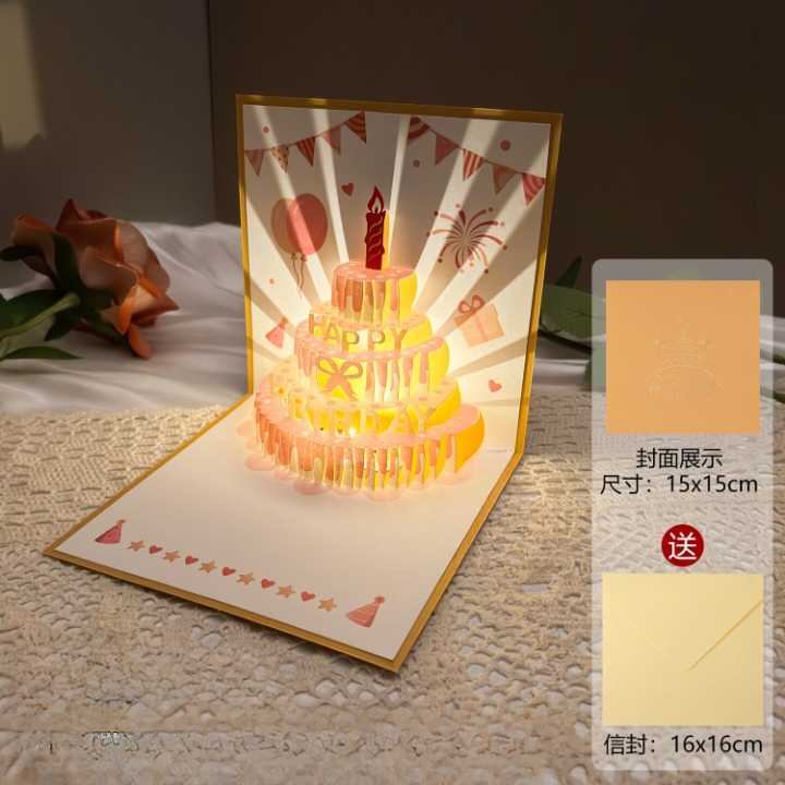 Foldable 3D Birthday Greeting Cards with Light n Music