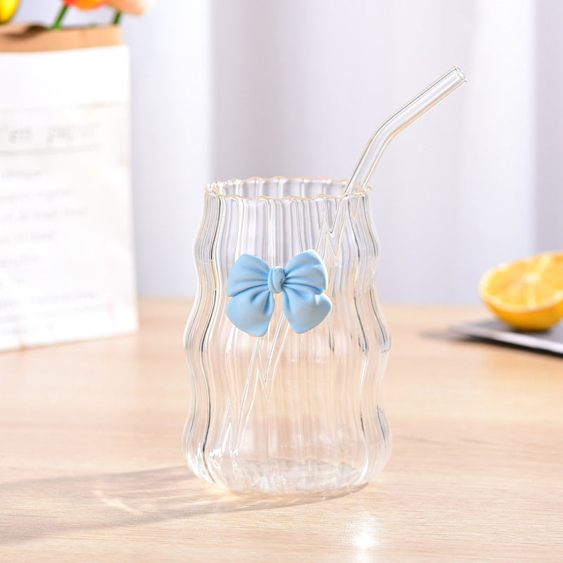 Bamboo Lid Bow Glass Cup