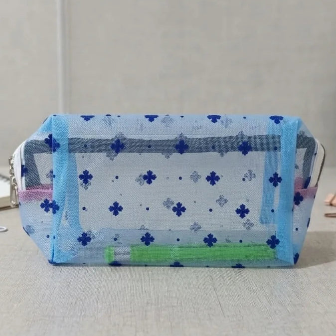 Embroidered Mesh Multi Use Storage Pouch