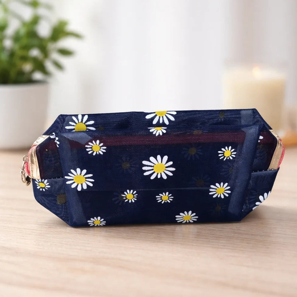 Embroidered Mesh Multi Use Storage Pouch