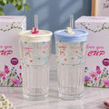 Heart & Bow Design Double Wall Glass Cup