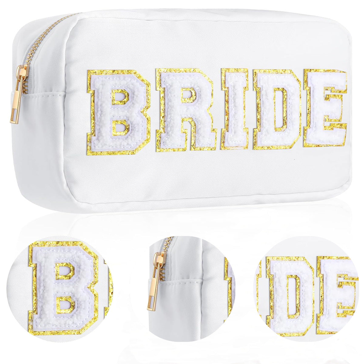 Bride Embroidered Leather Cosmetic Pouch