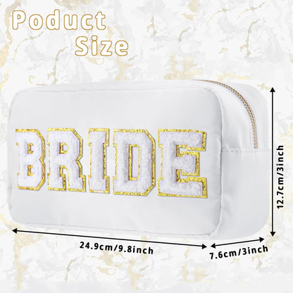 Bride Embroidered Leather Cosmetic Pouch
