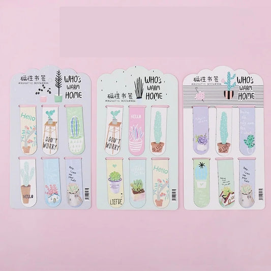 Double Sided Metal Magnetic Bookmarks - Cactus Series