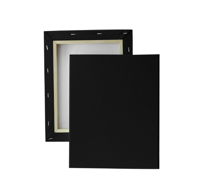 Black Painting Canvass with Wooden Frame - 8*8 Inch