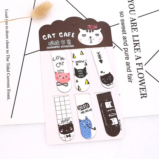 Double Sided Metal Magnetic Bookmarks - Cat Cafe