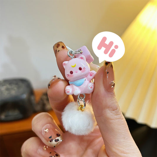 Hello Kitty Fur Ball Beaded Pendant