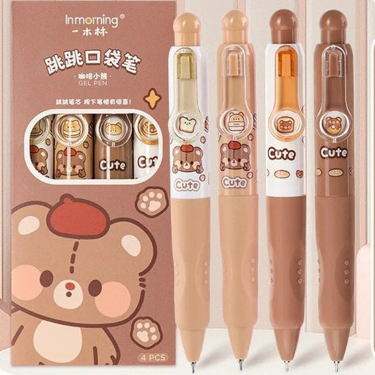 Coffee Bear Retractable Gel Pen set