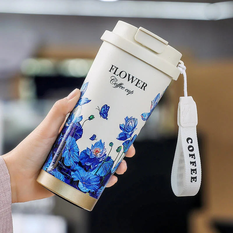 Double Drink Coffee Tumbler - Blue Lotus