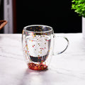 Sequins Filled Double Layer Glass Cup
