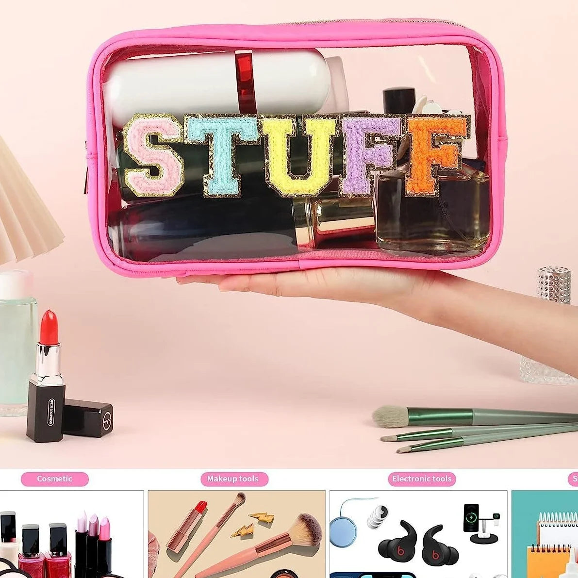 Embroidered Toiletry and Makeup Pouch