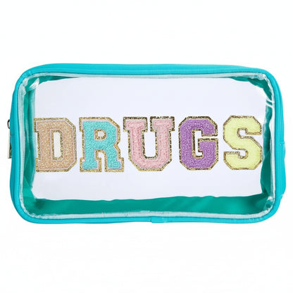 'Drugs' Embroidered Cosmetic Bag