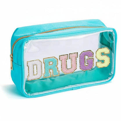 'Drugs' Embroidered Cosmetic Bag