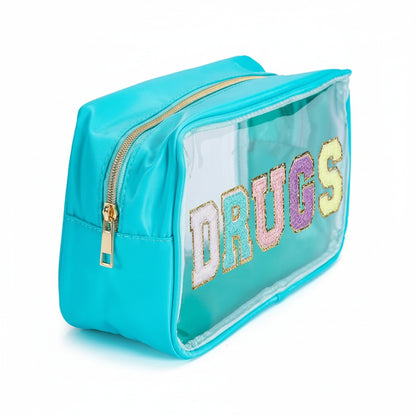 'Drugs' Embroidered Cosmetic Bag