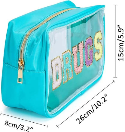 'Drugs' Embroidered Cosmetic Bag