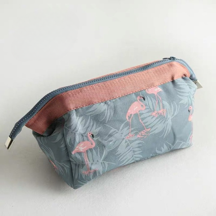 Flamingo Patterned Travel Cosmetic Bag And Pouch