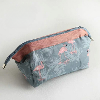Flamingo Patterned Travel Cosmetic Bag And Pouch