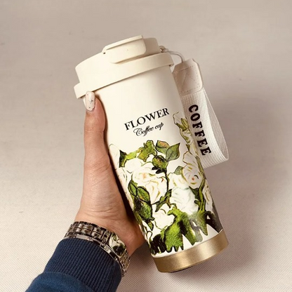 Steel Insulated Flower Coffee Cup