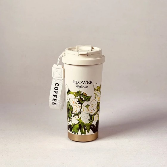 Steel Insulated Flower Coffee Cup