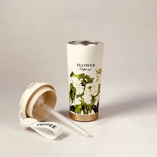 Steel Insulated Flower Coffee Cup