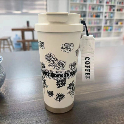 Elegant White Flower Portable Coffee Mug