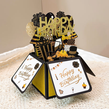 Black n Gold 3D Birthday Greeting Card