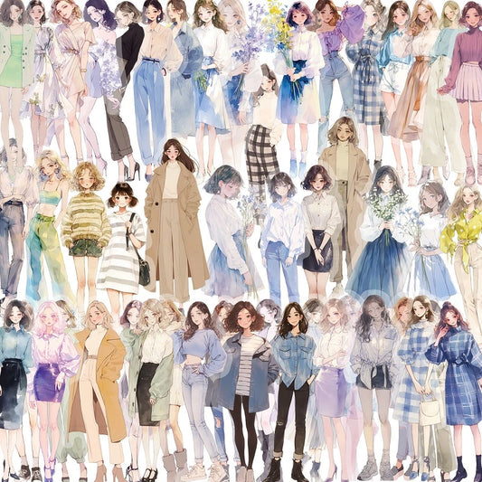 Transparent Fashion Girl Outfit Stickers Pack